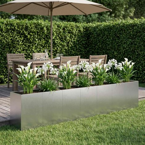 vidaXL Macetero de Jardín Plateado 280 x 40 x 60 cm Acero inoxidable (1/5)