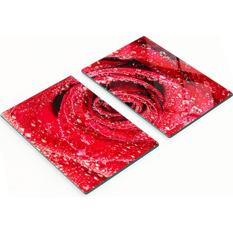 Tablas de cocina de vidrio templado con diseño de gotas de agua de rosas, 2 x 40 x 52 cm. (1/5)