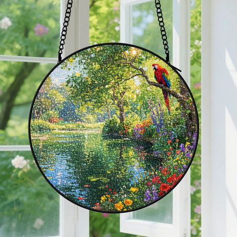 Suspension en vitrail, attrape-soleil minimaliste coloré, décoration fenêtre maison, cadeau Anniversaire pour femme, homme, épouse 9cm (1/5)