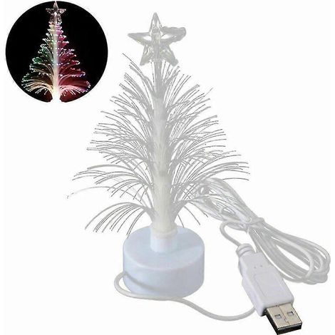 USB-LED-Weihnachtsbaum-Nachtlicht mit Farbwechsel, Glasfaseroptik, Weihnachtsdeko-Accessoire
