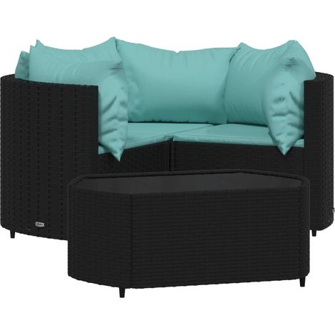 Salon de jardin 4 pcs Contemporain, Ensemble repas de jardin, avec coussins Noir Résine tressée OIB7435E (1/5)
