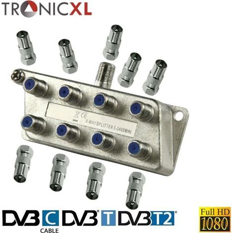 TronicXL Répartiteur TV 8 prises BK Premium Adaptateur Répartiteur d'antenne TV