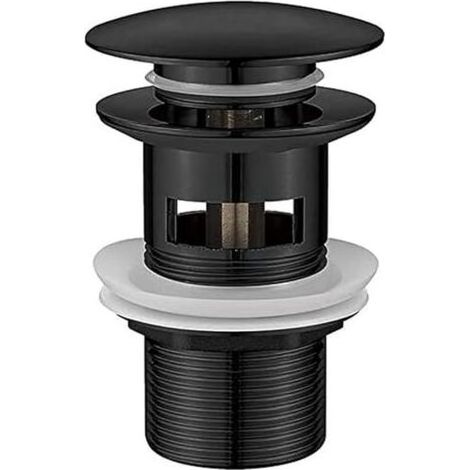 M20502B Bombe Vidage Salle de Bain, Bonde lavabo avec Trop Plein, Pop Up, Noir (1/4)