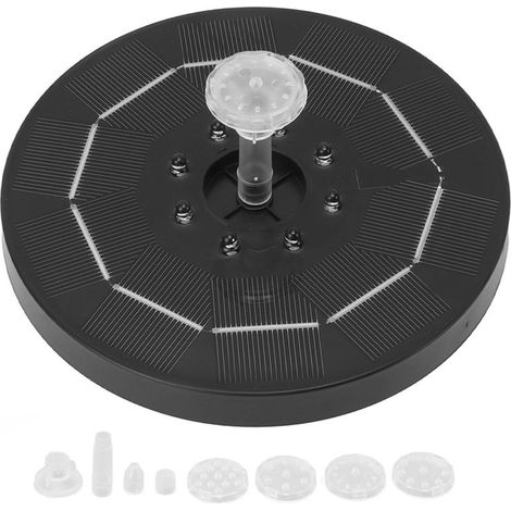 Fontaine solaire pour oiseaux, 3 W, hauteur de levage de 100 cm, hauteur de jet de 50 cm, avec lumières colorées (1/5)