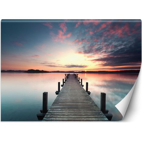 Carta Da Parati, ponte molo lago tramonto - 250x175 (1/5)