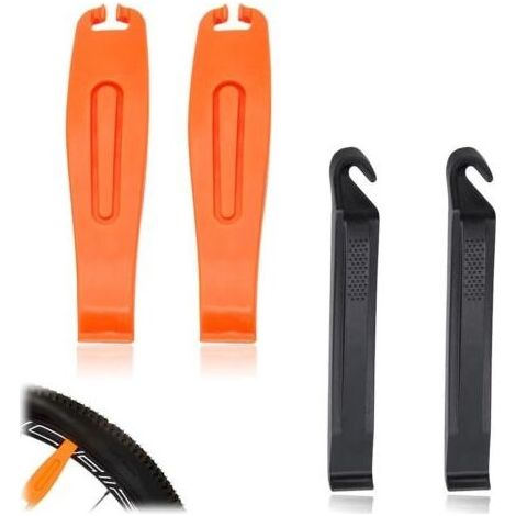 (Orange, Noir) Lot de 4 démontepneus de vélo, outil de démontage portable, levier de montage pour réparation de pneus, ultra résistant, démonte pneu vélo pour pneus de route et VTT (1/5)