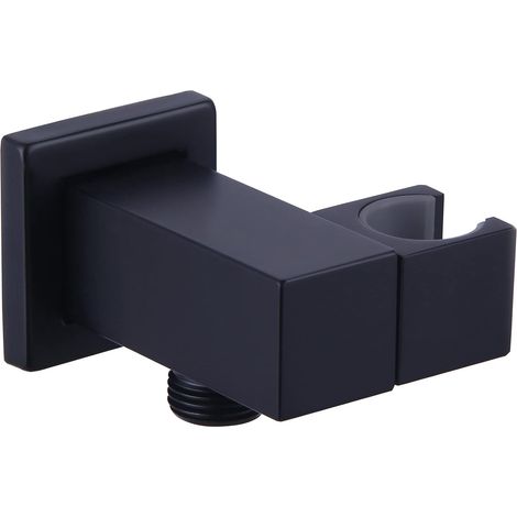 Conector de pared con soporte para cabezal de ducha de mano, codo de latón sencillo y soporte para cabezal de ducha ajustable. (1/5)