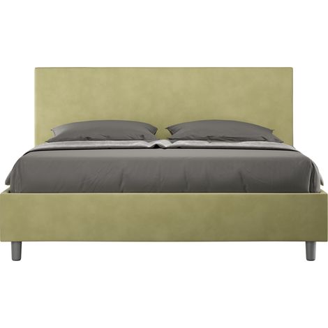 Letto matrimoniale contenitore imbottito 160x200 microfibra tè verde Adele (1/4)