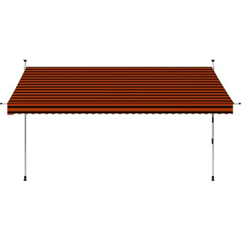 Auvent de Balcon Anti-Soleil - manuel rétractable - Auvent de jardin terrasse bistro - 350 cm Orange et marron Chic-111033 (1/5)