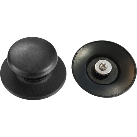 Juego de 2 pomos redondos universales de acero inoxidable, aptos para utensilios de cocina de vidrio, color negro. (1/5)