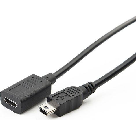 Mini5P male to Type-C female adapter cable for charging and data transfer of Android phones, length 1.5 meters. (1/5)