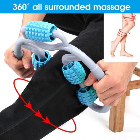 Massageur de mollet pliable 360°, équipement de récupération musculaire pour sport et yoga, design compact bleu (1/5)
