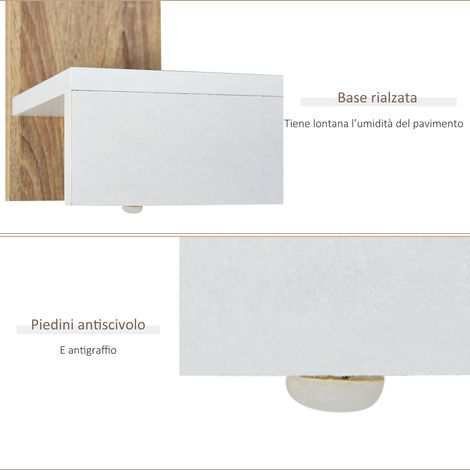 Étagère étroite en bois blanc et chêne, 5 niveaux, meuble de rangement moderne et gain de place, bibliothèque pour salle de bain, salon, chambre ou bureau, 45x21x170 cm. (1/5)