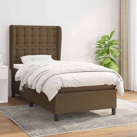 vidaXL Sommier à lattes de lit avec matelas Marron foncé 90x200 cm (1/5)