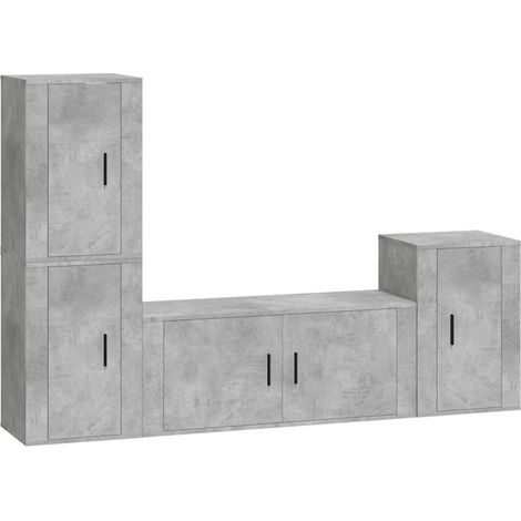 Maison Exclusive - 4-tlg. TV-Schrank-Set Betongrau Holzwerkstoff