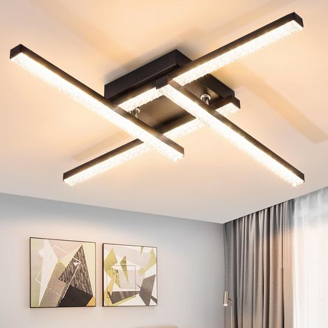 ZMH Plafonnier LED Plafonnier de Salon - Lampe de Salon en Cristal Design Crossover Moderne 24W Lampe de Chambre Noire 3000K éclairage de Plafond à lumière Blanche Chaude pour Chambre à Coucher Salle (1/5)