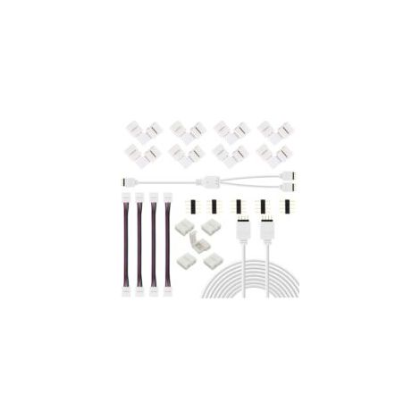 Zubehörset für LED-Streifenverbinder (4-polig, 5050 RGB), LED-Streifenverbinder, LED-Streifenverteiler, LED-Streifenverlängerung, LED-Streifen-Eckverbinder, Klemmen – Crezuo