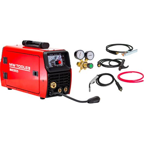 Mw Tools – Poste à souder MIG-MAG 200A inverter synergique portable – Soudage MMA, réglage automatique, écran LCD – MIG202S