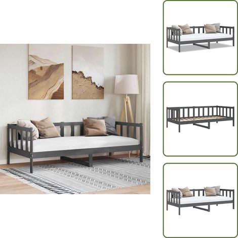 Letto in legno - vidaXL Dormeuse Grigia in Legno Massello di Pino 90x200 cm - Divano letto in legno