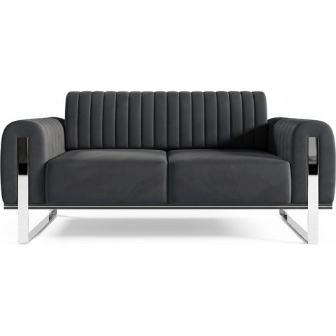 Selsey Parissa - Schlafsofa, Samt Dunkelgrau verchromte Füße, 164 cm (1/5)