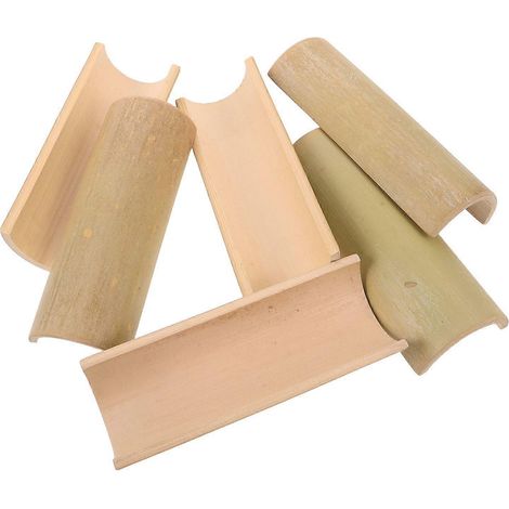 Ensemble de 6 buses en bambou pour fontaines de jardin extérieures - Buses de style japonais en bambou pour petits bassins et accessoires de terrasse (1/5)