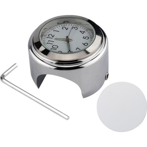 Zoternen Horloge universelle pour guidon de moto, thermomètre de vélo, étanche, remplacement pour guidons de motos et vélos de 22 mm à 25,4 mm, 7/8'' à 1'', coque argentée, cadran blanc + (1/5)