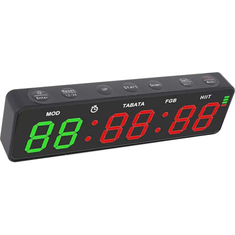 Minuterie de gymnastique Portable, horloge magnétique, Rechargeable, intervalle d'entraînement, Fitness, numérique, avec chronomètre, pour la maison, le Garage, la boxe (1/5)
