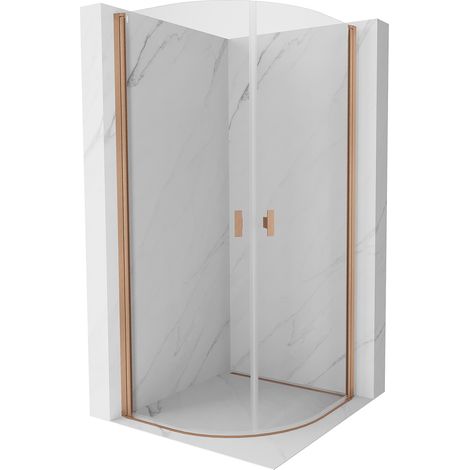 Mexen Mist cabina de ducha semicircular abatible 80 x 80 cm, transparente, cobre cepillado - 8A31-080-080-65-00 (1/5)
