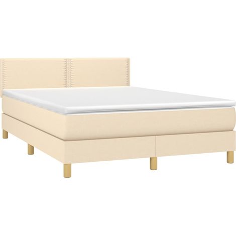 Sommier à lattes de lit avec matelas Crème 140x190 cm Tissu vidaXL (1/5)