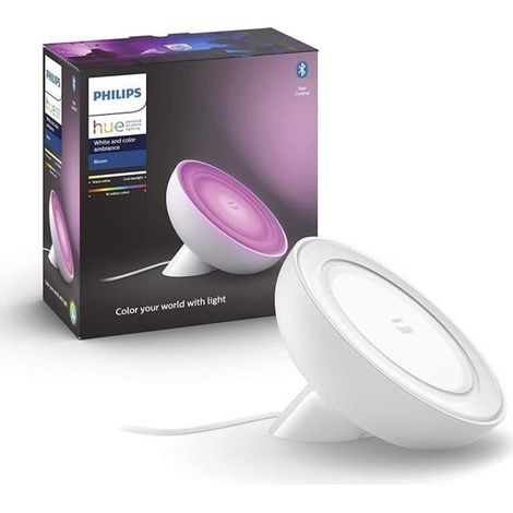 Philips Hue White & Color Ambiance, lampe Bloom, 4ème génération - Blanc, Bluetooth, fonctionne avec Alexa, Google, Homekit