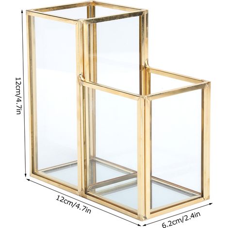 Pot de rangement en verre pour jardin, colonne polygonale, barre en laiton doré soudée, boîte à fleurs (1/5)