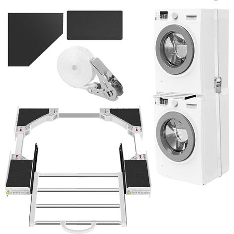 Washing Machine Drying Rack Overlay Kit Adjustable 46-72cm Universal Overlay Kit with Sliding Shelf and Safety Rope (1/5)