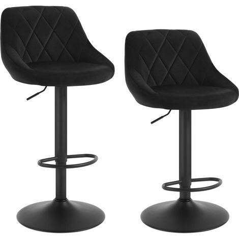 WOLTU bar stools Bar chairs Breakfast Dining stools 2 pcs Velvet Exterior Black (1/5)