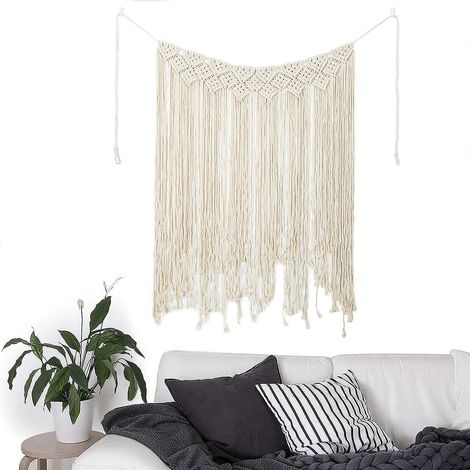 1 Tapisserie en macramé, 80x115 cm, coton tissé fait main, décoration murale bohème, salon chambre mariage (1/5)
