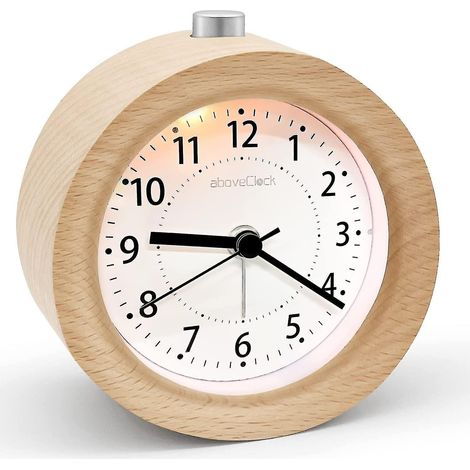 Réveil silencieux, réveil en bois avec fonction snooze, réveil de bureau rétro. (1/5)