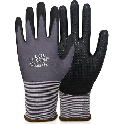 Gants de Travail Flex-Dotted, Nitrile Gants de Travail, Résistant aux Huiles Légères, Gants de Montage de Mécanicien pour l'automobile l'entreposage Construction (1/5)