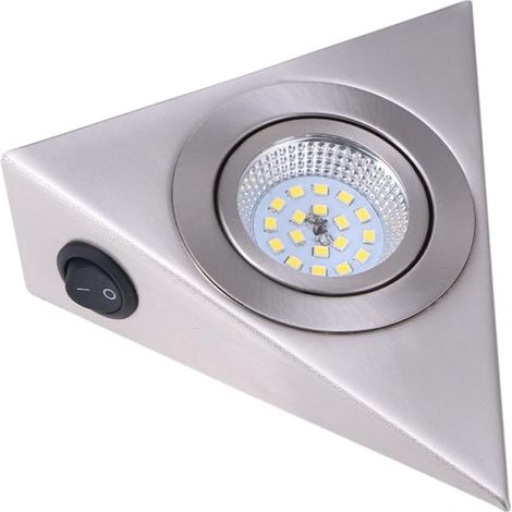 XEPHO Éclairage Led Sous Meuble Triangle Inox Brossé Mini Lampe D’Armario Pour Cuisine Placards Cave À Vin Et Meubles Tv Lumière Blanche Naturelle 13.00 X 13.00 X 4.50 Cm (1/5)