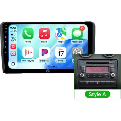 Lecteur multimédia de voiture, contrôle au volant, écran haute définition, compatible avec Audi A3 8P 2003 - 2013 sans fil, A4 2G 64G Style A (1/2)