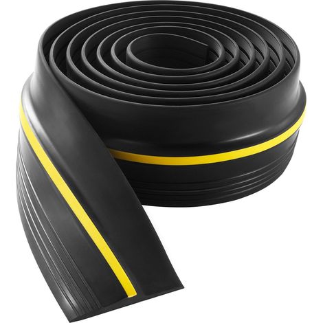 Bande seuil bas de porte garage universel 3m PVC adhesif joint etanche epais remplacement DIY noir (1/5)