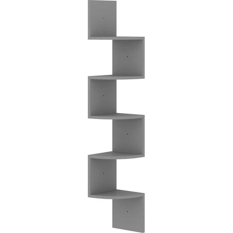Maison Exclusive - Wand-Eckregal Grau 19x19x123 cm Holzwerkstoff (1/5)