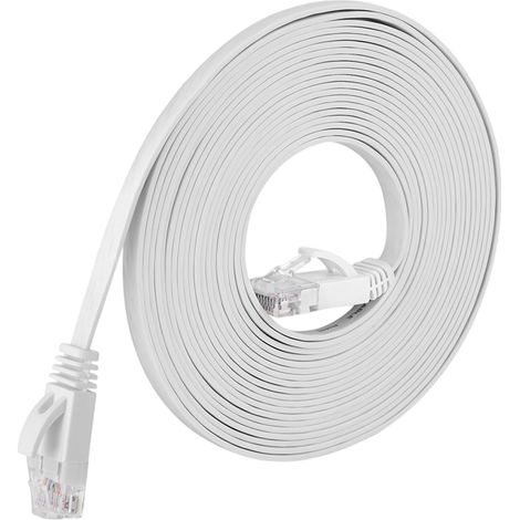 1 Câble Ethernet plat RJ45 CAT6 UTP blanc 0,5 m pour réseau local LAN Gigabit ordinateur portable (1/5)