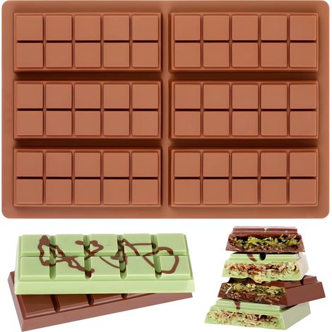 Moule silicone pour 6 tablettes de chocolat, marron (1/5)
