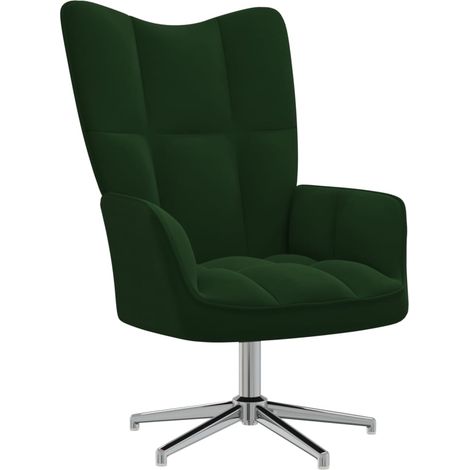 Chaise de relaxation Fauteuil relax - Vert foncé Velours BonneVie-68131 (1/5)