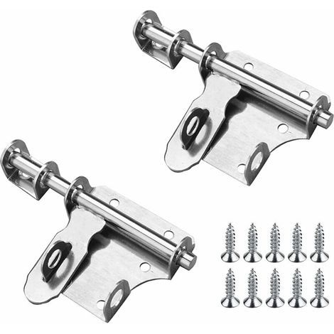 Cerradura de puerta corredera de 2 piezas, pestillo de acero inoxidable macizo reforzado con orificio para candado, pestillos de seguridad para puertas de cocina, jardín, dormitorio y armario, 15 cm ( (1/5)