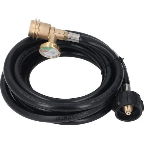 Tuyau d'extension de gaz combustible de 3,65 m avec manomètre et détecteur de fuites, pièce de rechange pour réservoir de barbecue/chauffage CH3CH2CH3 1 des ventes (1/3)