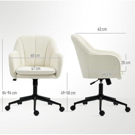Sedia da ufficio in tessuto effetto velluto, seduta regolabile 49-58 cm, beige DESVIAE (1/4)