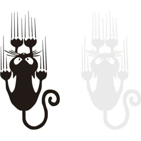Autocollant Voiture - Patte De Chat - 15x30 cm - Blanc Et Noir - 2 Pièces (1/4)