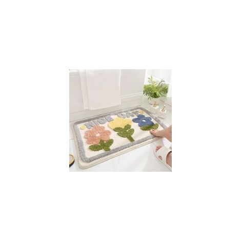 Tapis de Bain Antidérapant, Tapis Salle de Bain Moelleux en Microfibre, Tapis de Douche Absorbant Lavable en Machine pour Salle de Bain, Cuisine, Chambre, Porte (Belle journée, 50x80cm) (1/5)