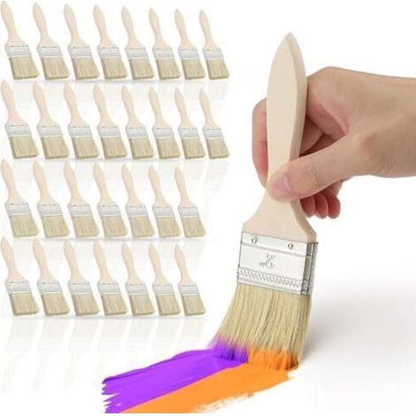 Ensemble de 30 pinceaux de 50 mm, comprenant des pinceaux plats, des pinceaux larges pour vernis, des pinceaux pour bois, et pour l'application de peintures, vernis, teintures, colles, huiles pour boi (1/4)