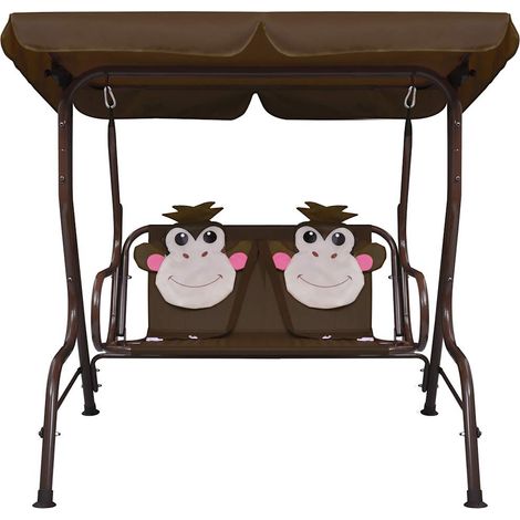 Balancelle de jardin, Chaise Fauteuil Suspendu, pour enfants Marron 115x75x110 cm Tissu OIB9217E (1/5)